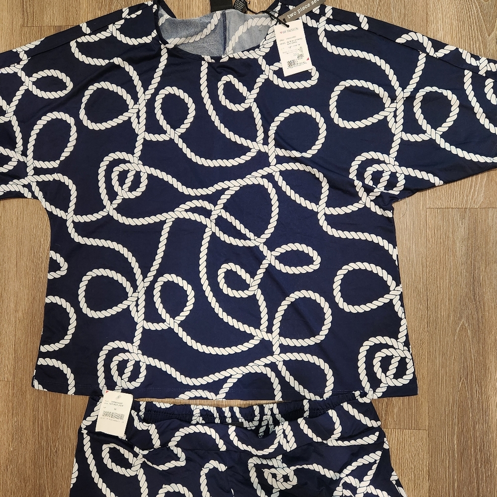Navy Rope Print Two-Piece Set - Picture 2 of 4